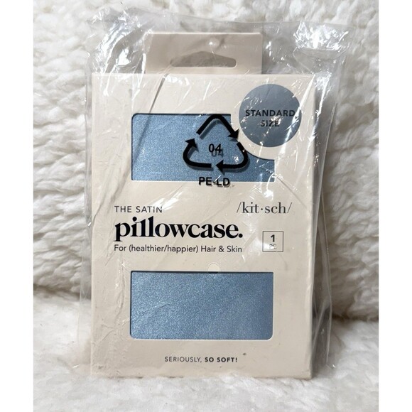 Kitsch Beauty Satin Pillowcase Standard Size 26" x 19" Blue -Healthy Hair & Skin - Picture 3 of 4